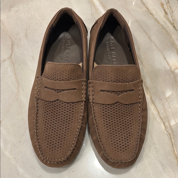 Cole Haan Brown Suede Penny Loafers